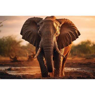 Elephant Sunset Canvas